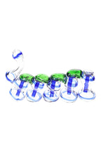 Glass Multi-Chamber Striped Sherlock Bubbler “Ripple Rail” – 9″