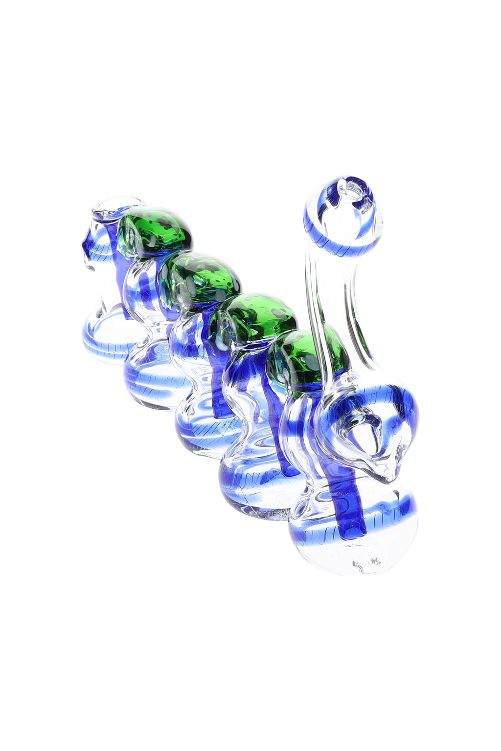 Glass Multi-Chamber Striped Sherlock Bubbler “Ripple Rail” – 9″