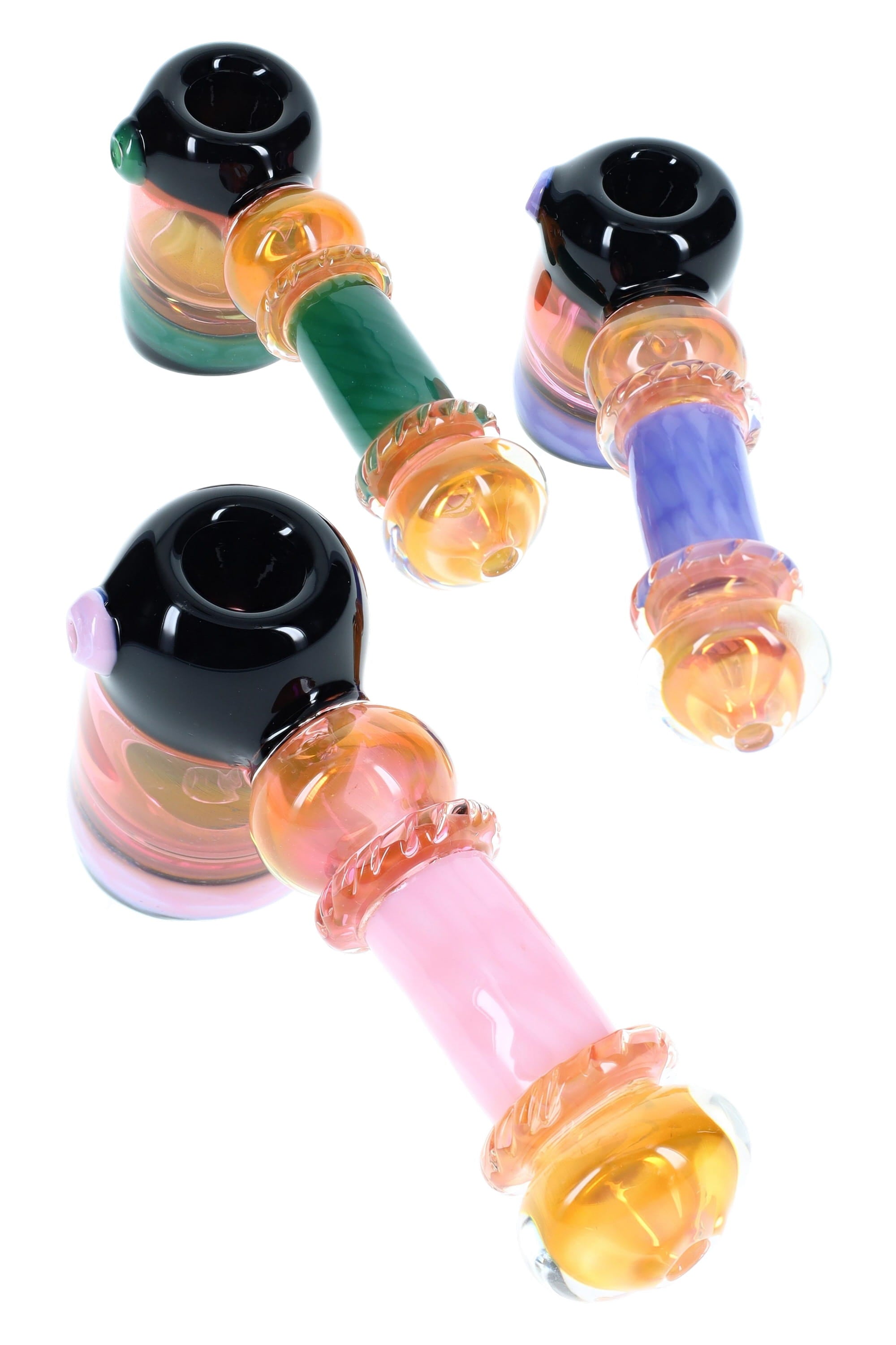 Gold Fumed Neon Glass Hammer Bubbler “Neon Nitecap” – Assorted Colors