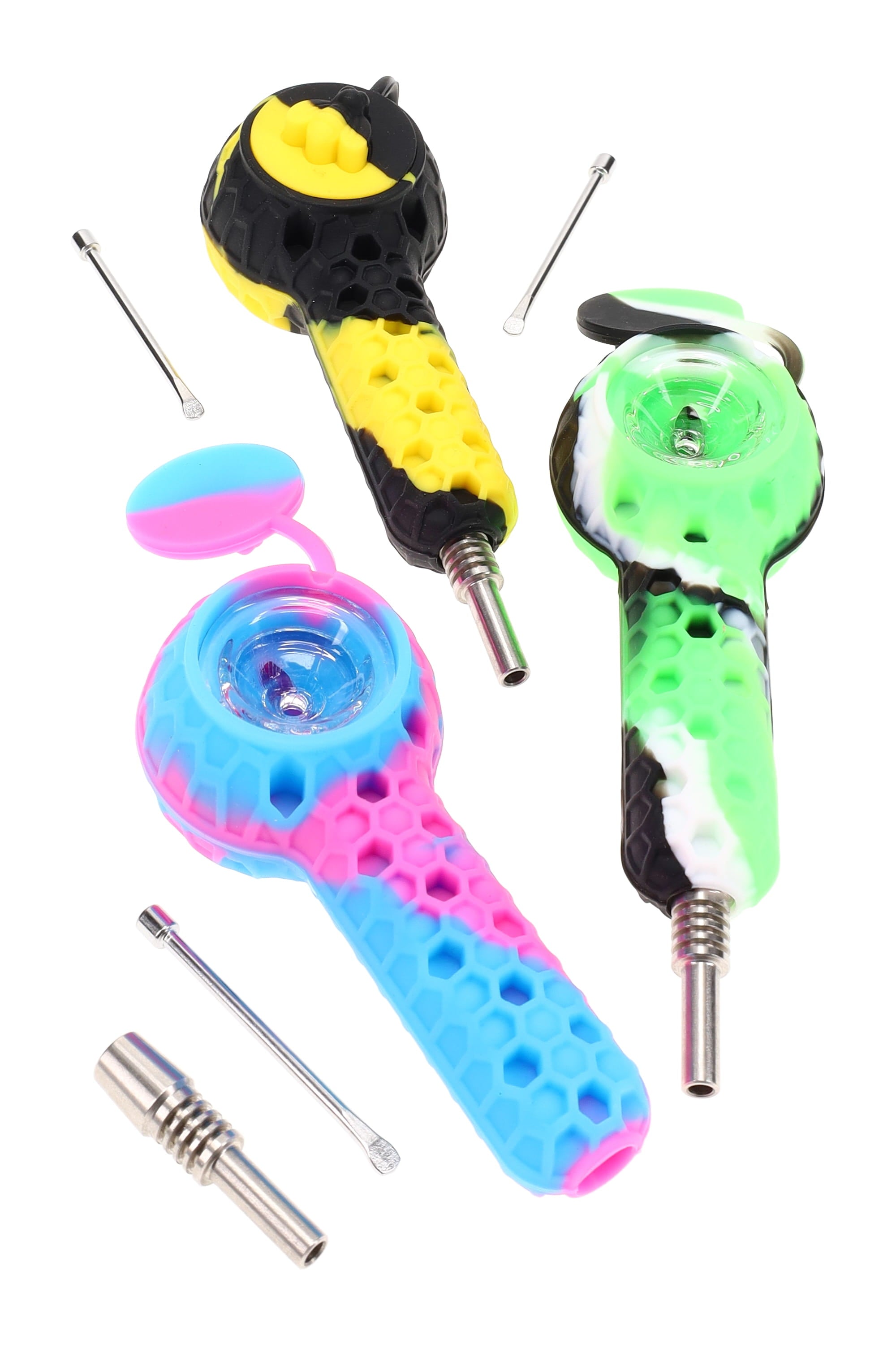 Silicone 2-in-1 Dab Straw + Hand Pipe “Honey Switch” – Assorted